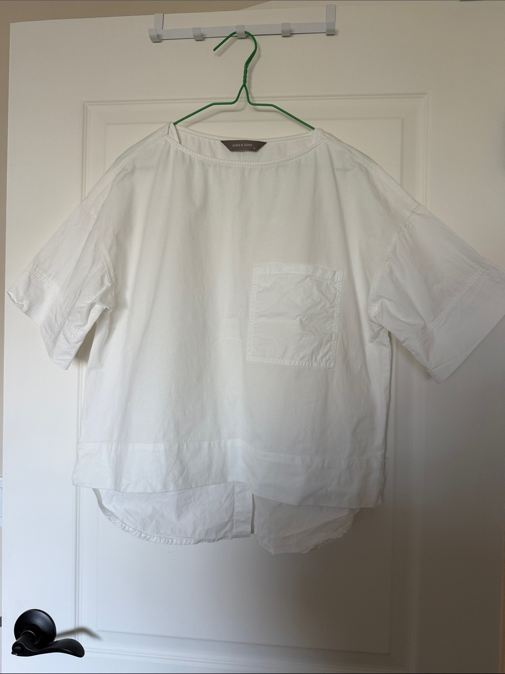 White Boxy Short-Sleeve Pocket Shirt